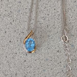 Firm Final  price!*Topaz 925+10K Necklace   December Birthstone